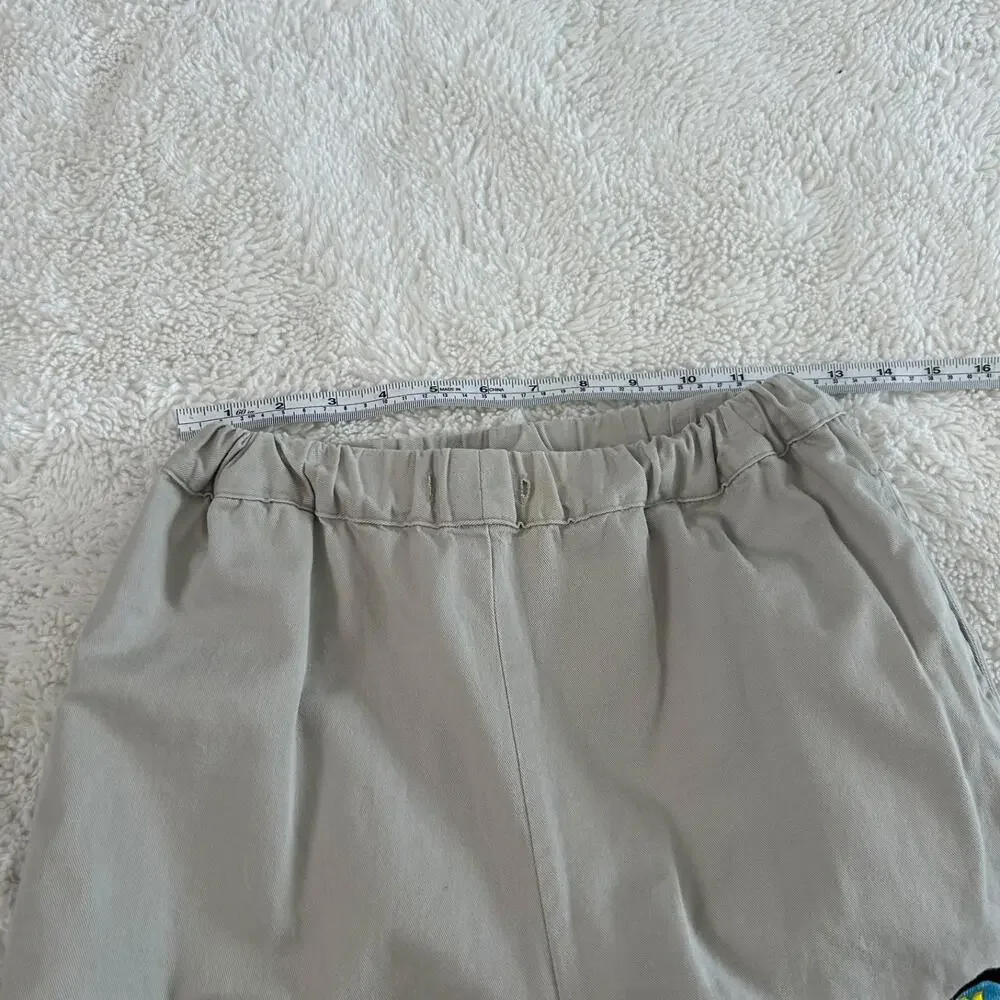 Vtg Disney Khaki Drawstring Pants 38 Embroidered Fun Streetwear Granola Tomato - Picture 6 of 7